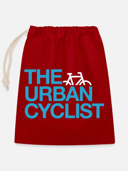 Der urbane Radfahrer - Verschließbarer Geschenkbeutel aus Baumwolle (25x30cm) - Rot