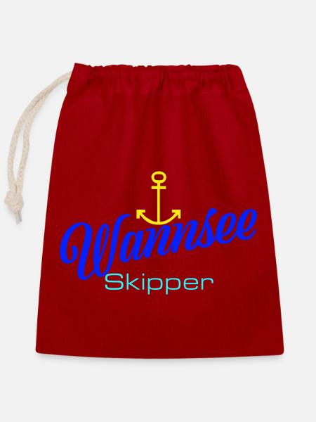 Berlin: Wannsee-Skipper mit Anker - Verschließbarer Geschenkbeutel aus Baumwolle (25x30cm) - Rot