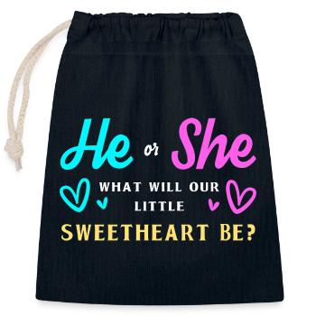 Gender Reveal Valentinstag Werdende Eltern - Verschließbarer Geschenkbeutel aus Baumwolle (25x30cm) - Navy - Vorne