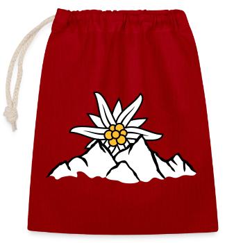 Sun mountain flower Edelweiss - Closable cotton gift bag (25x30cm) - red - Front