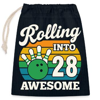Bowling 28e anniversaire célébration graphique - Sac cadeau en coton avec cordon (25 x 30 cm) - bleu marine - Devant