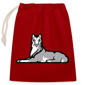Chechen Lone Wolf - Closable cotton gift bag (25x30cm) - red - Front