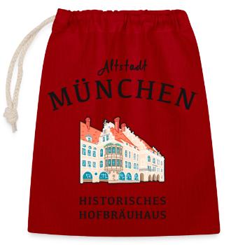 Munich, Historic Hofbräuhaus, Bavaria - Closable cotton gift bag (25x30cm) - red - Front