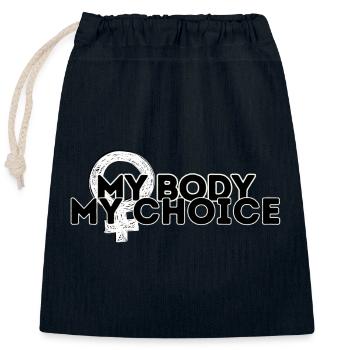 My body, my choice (BW) - Verschließbarer Geschenkbeutel aus Baumwolle (25x30cm) - Navy - Vorne