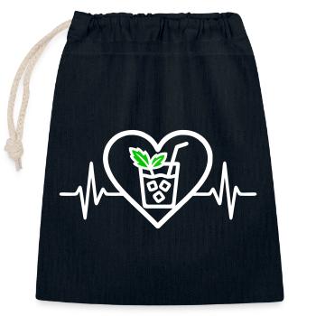 Mojito Herz Cocktail Minze Glas Aperitif - Verschließbarer Geschenkbeutel aus Baumwolle (25x30cm) - Navy - Vorne