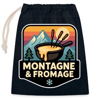 Berg- und Käsefondue Savoyarde Alpine - Verschließbarer Geschenkbeutel aus Baumwolle (25x30cm) - Navy - Vorne