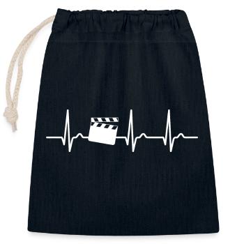 EKG Kurve - Herzkurve - Regisseur - Filmklappe - Verschließbarer Geschenkbeutel aus Baumwolle (25x30cm) - Navy - Vorne