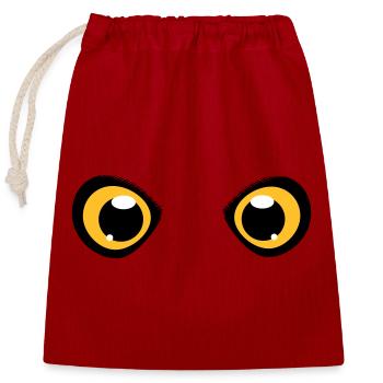 two shining eyes of an owl - Closable cotton gift bag (25x30cm) - red - Front