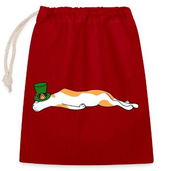 Lazy Cat Sleeping Mardi Gras Mask Carnival Vibes - Closable cotton gift bag (25x30cm) - red - Front
