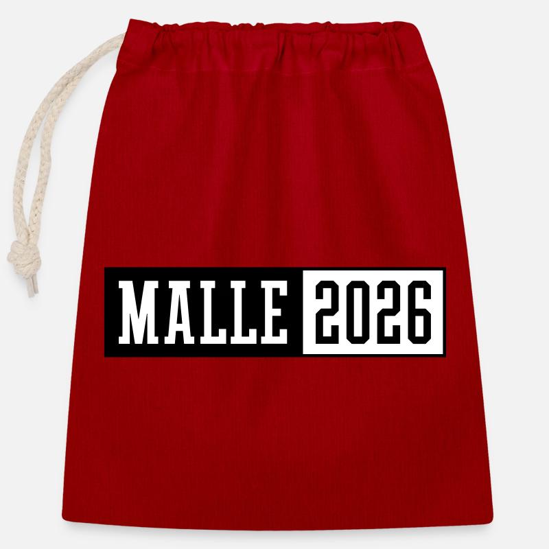 Malle 2026 - Verschließbarer Geschenkbeutel aus Baumwolle (25x30cm) - Rot