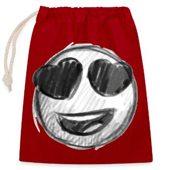 Emoji Kuss Herz Liebe Emoji - Verschließbarer Geschenkbeutel aus Baumwolle (25x30cm) - Rot - Vorne
