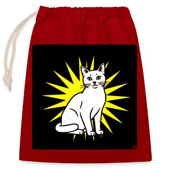 Cool cat in pop art & punk rock style - Closable cotton gift bag (25x30cm) - red - Front
