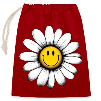 Gänseblümchen - Verschließbarer Geschenkbeutel aus Baumwolle (25x30cm) - Rot - Vorne