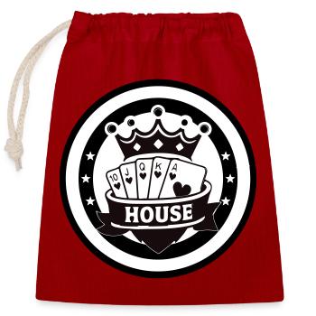 Royal Flush of the House Heart Poker Emblem - Closable cotton gift bag (25x30cm) - red - Front