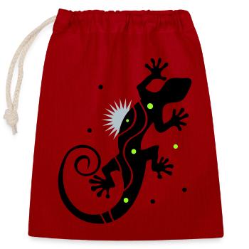 gecko - Closable cotton gift bag (25x30cm) - red - Front