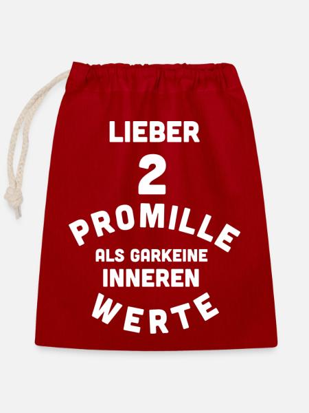 2 Promille, 0 Sorgen - Verschließbarer Geschenkbeutel aus Baumwolle (25x30cm) - Rot