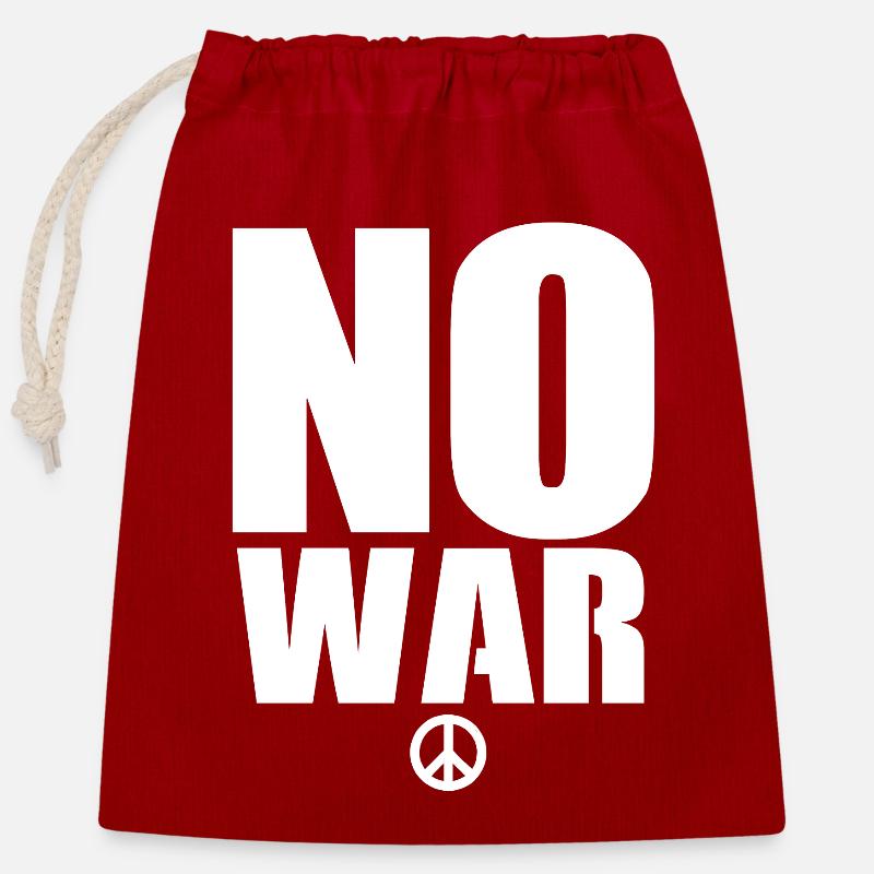 Pas de guerre - Sac cadeau en coton avec cordon (25 x 30 cm) - rouge