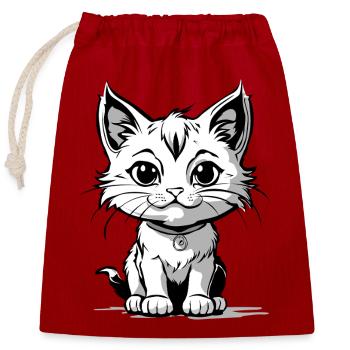 Kittycat - Verschließbarer Geschenkbeutel aus Baumwolle (25x30cm) - Rot - Vorne