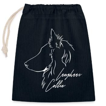 Langhaar Collie Profil Hunde Hund Wilsigns - Verschließbarer Geschenkbeutel aus Baumwolle (25x30cm) - Navy - Vorne