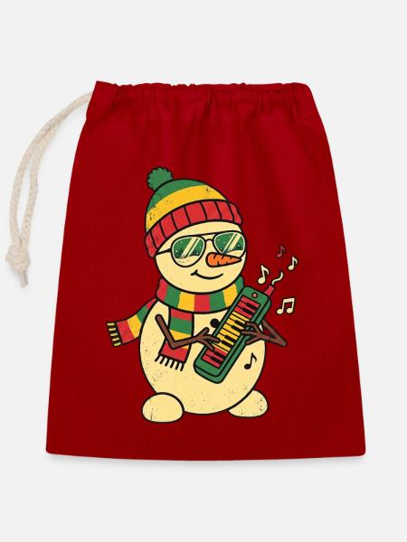Dub Reggae Schneemann Weihnachten - Verschließbarer Geschenkbeutel aus Baumwolle (25x30cm) - Rot