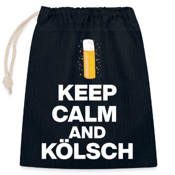 KEEP CALM AND KÖLSCH! STANGE GLÜCK AUS KÖLN weiß - Verschließbarer Geschenkbeutel aus Baumwolle (25x30cm) - Navy - Vorne
