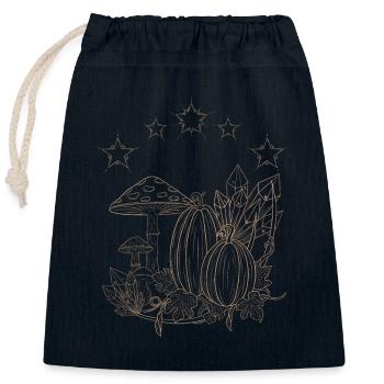 Citrouilles au pays magique -Lineart - Sac cadeau en coton avec cordon (25 x 30 cm) - bleu marine - Devant