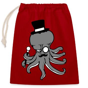 Kraken Mr. Sir Chapeau haut de forme Monocle Lunettes Empire - Sac cadeau en coton avec cordon (25 x 30 cm) - rouge - Devant
