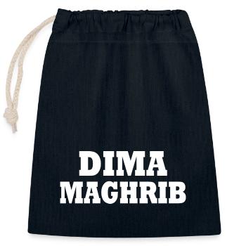 Dima maghrib - Sac cadeau en coton avec cordon (25 x 30 cm) - bleu marine - Devant