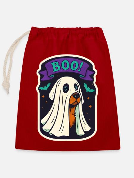 Boo! - Verschließbarer Geschenkbeutel aus Baumwolle (25x30cm) - Rot