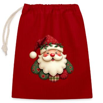 Kuscheliger Weihnachtsmann - Verschließbarer Geschenkbeutel aus Baumwolle (25x30cm) - Rot - Vorne