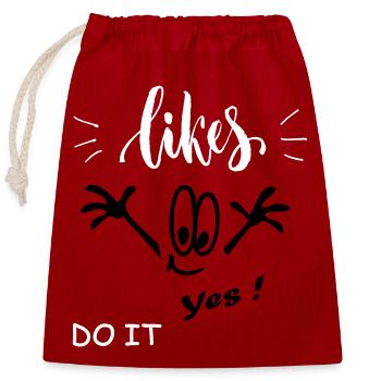 likes yes comic - Closable cotton gift bag (25x30cm) - red - Front