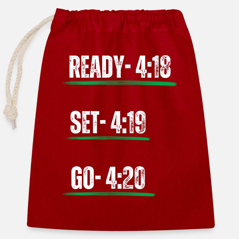 Cannabis 420 - Closable cotton gift bag (25x30cm) - red