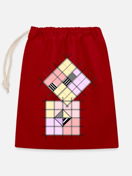 Geometrische Form - Verschließbarer Geschenkbeutel aus Baumwolle (25x30cm) - Rot