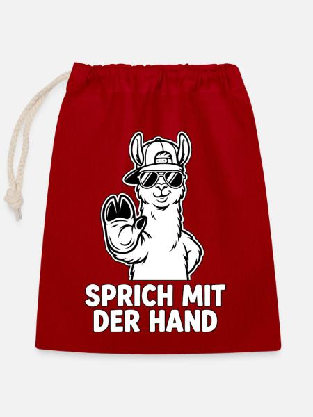 Cooler Spruch Mit Lama - Verschließbarer Geschenkbeutel aus Baumwolle (25x30cm) - Rot