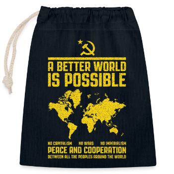 Internationalisme communiste - Sac cadeau en coton avec cordon (25 x 30 cm) - bleu marine - Devant