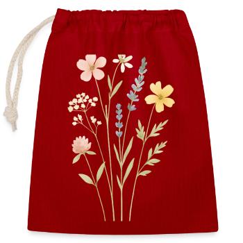 Watercolor Wildflower Meadow - Closable cotton gift bag (25x30cm) - red - Front