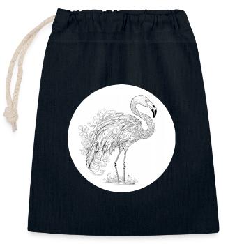 Flamant - Sac cadeau en coton avec cordon (25 x 30 cm) - bleu marine - Devant