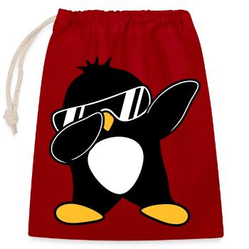 Dabbing Pinguin - Verschließbarer Geschenkbeutel aus Baumwolle (25x30cm) - Rot - Vorne