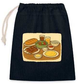 Brochettes Salade - Sac cadeau en coton avec cordon (25 x 30 cm) - bleu marine - Devant