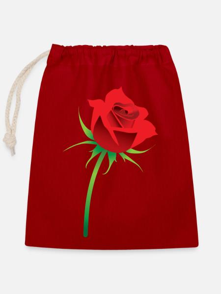 Rote Rose - Verschließbarer Geschenkbeutel aus Baumwolle (25x30cm) - Rot