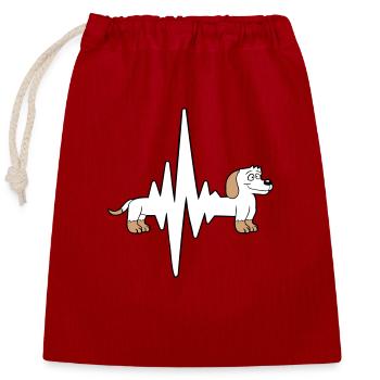 chien long teckel pouls fréquence cardiaque drôle - Sac cadeau en coton avec cordon (25 x 30 cm) - rouge - Devant