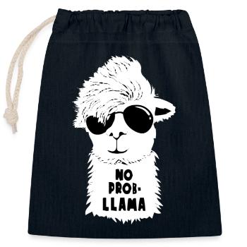 Llama Problem-Free Glasses - Closable cotton gift bag (25x30cm) - navy - Front