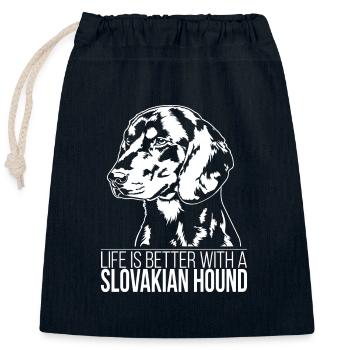 Slovakian Hound life is better Hunde Hund Wilsigns - Verschließbarer Geschenkbeutel aus Baumwolle (25x30cm) - Navy - Vorne