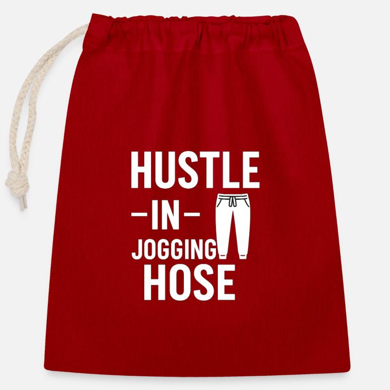 Hustle in Jogginghose - Verschließbarer Geschenkbeutel aus Baumwolle (25x30cm) - Rot