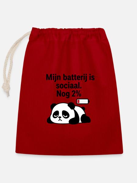 Introvertierter Panda - Verschließbarer Geschenkbeutel aus Baumwolle (25x30cm) - Rot