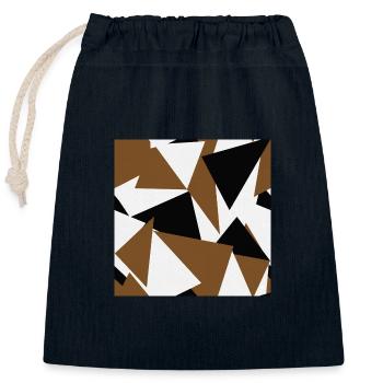 Brown Black Triangles Geometry - Closable cotton gift bag (25x30cm) - navy - Front