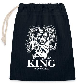 Papillon King of everything Hunde Hund Wilsigns - Verschließbarer Geschenkbeutel aus Baumwolle (25x30cm) - Navy - Vorne