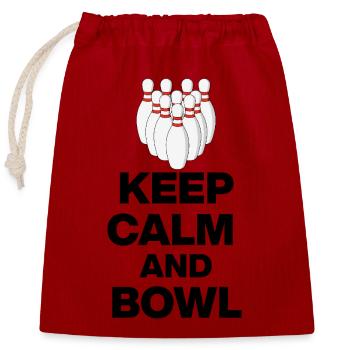 KEEP CALM AND BOWL, STRIKE MEISTER! PIN SNIPER - Closable cotton gift bag (25x30cm) - red - Front