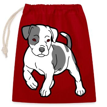 hund - Verschließbarer Geschenkbeutel aus Baumwolle (25x30cm) - Rot - Vorne