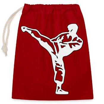 karate silber - Verschließbarer Geschenkbeutel aus Baumwolle (25x30cm) - Rot - Vorne